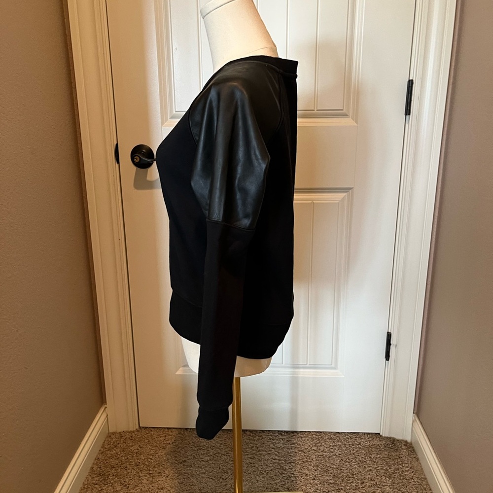 Evereve Black Top with Faux Leather Accents - Picture 2 of 4